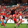 Marking the ball, at an AFL game