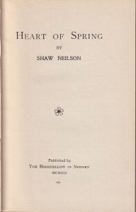 Heart of Spring, title page, by Shaw Neilson
