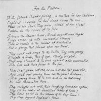For the Fallen, by Laurence Binyon, handwritten