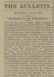 Australia for the Australians! (The Bulletin, 2 July 1887)