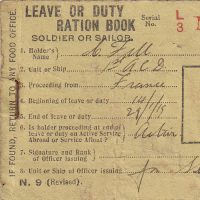Military ration book, January 1919