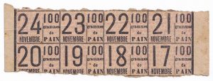 French ration coupons (issued to an Australian soldier, November 1918)
