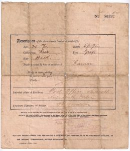 Certificate of Discharge, for Henry Dayrell Herdson, 1919 (First World War military document)