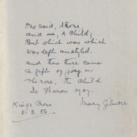 Handwritten poem by Mary Gilmore, "One Said, a Rose" (1956)