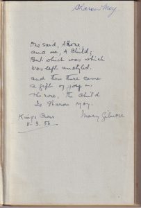 Handwritten poem by Mary Gilmore, "One Said, a Rose" (1956) 