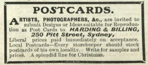 An advertisement for Harding & Billing, 1906