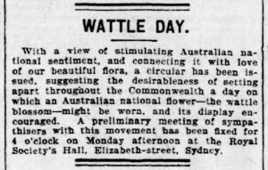 Notice of a meeting, to discuss the creation of a Wattle Day, 1909