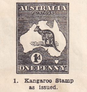 Kangaroo and Map stamp (as issued)