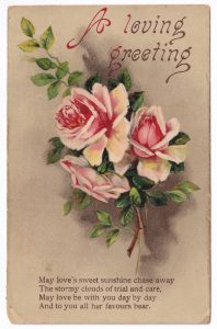 Postcard, with an illustration of some flowers