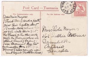 Postcard, with a red kangaroo stamp, 1914