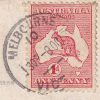 Kangaroo and Map stamp, 1d, Red, Melbourne