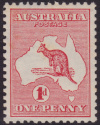 Kangaroo and Map stamp, 1d (one penny), red