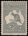 Kangaroo and Map stamp, 2d (two pence), grey