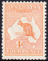 Kangaroo and Map stamp, 4d (four pence), orange