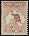 Kangaroo and Map stamp, 5d (five pence), brown