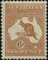 Kangaroo and Map stamp, 6d (six pence), brown