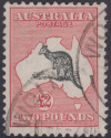 Kangaroo and Map stamp, £2 (two pounds), black and red (postmarked)