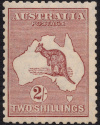 Kangaroo and Map stamp, 2/- (two shillings), maroon