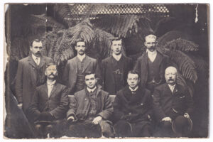Postcard, photo of a group of men from Seymour, Victoria (early 20th Century)