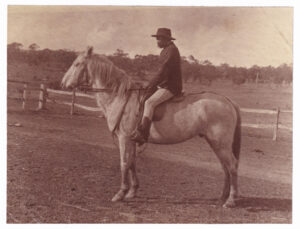 Photograph, of an Australian Aboriginal man on a horse, possibly a stockman (1880s)
