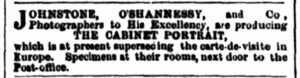 An advertisement for cabinet cards (1866)