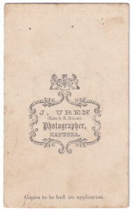 Reverse side of a carte de visite, late 19th century