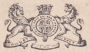The British royal coat of arms, on the reverse side of a carte de visite