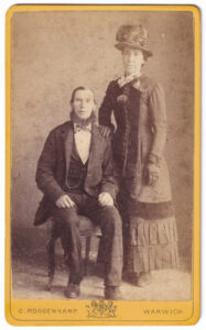Carte de visite, with a photograph of a man and a woman, from the late 19th century