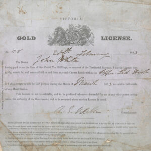 Gold License (Victoria) for John White, 28 February 1853