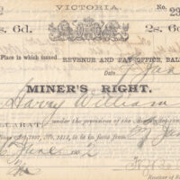 Miner’s Right (Victoria) for Harry Williams, 7 June 1901
