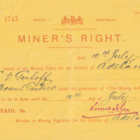 Miner’s Right (South Australia) for Ernest Victor Gerloff, 10 July 1923