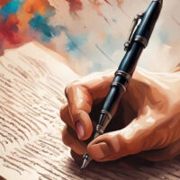 Writing with a pen, AI art